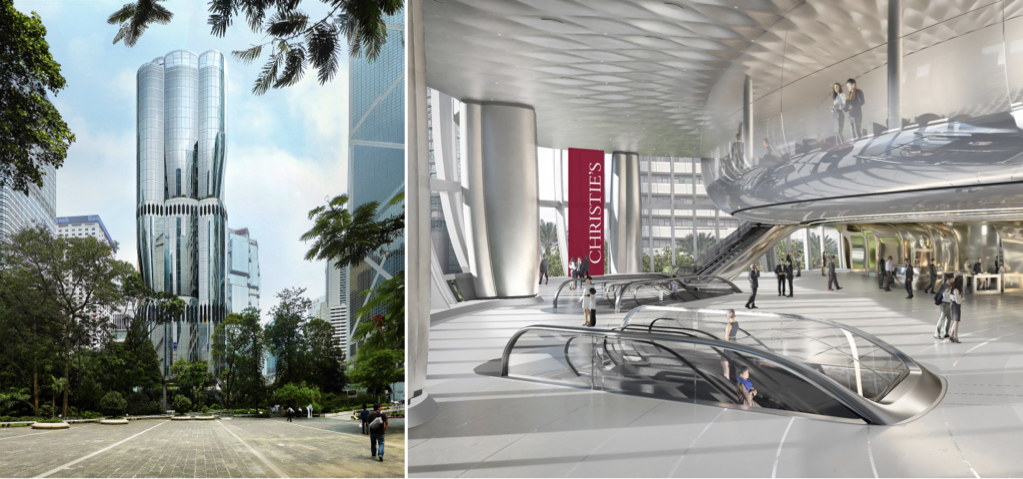 ザハ・ハディド・アーキテクツによる香港の「ザ・ヘンダーソン」：クリスティーズのロビー候補の一例　画像引用：https://www.artnews.com/