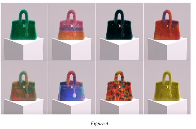 毛皮などに覆われた8つのバーキンNFT画像　画像引用：https://www.dailymail.co.uk/