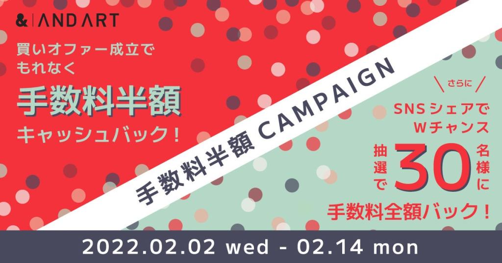 買いオファー成立でもれなく手数料半額キャッシュバンク！さらに、SNSシェアでWチャンス。