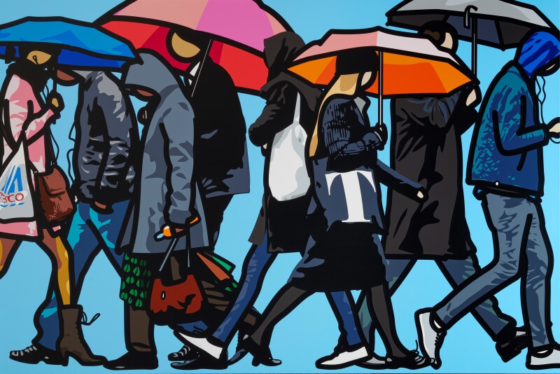 Julien Opie《Walking in London in the rain》（2013）